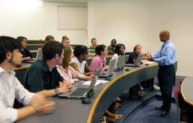 Professor and students in classroom