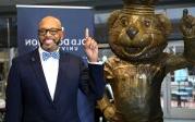 President Brian O. Hemphill with Big Blue statue.