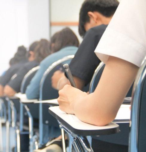 University students taking exam